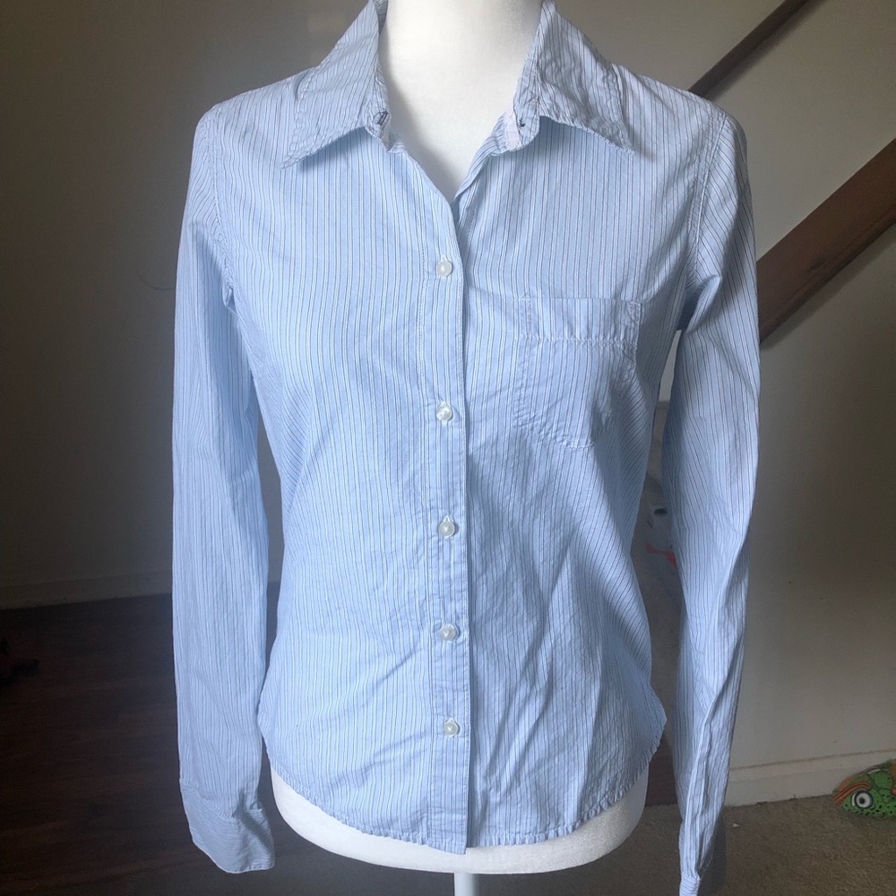 Small Aeropostale Blue Striped Button Down Shirt